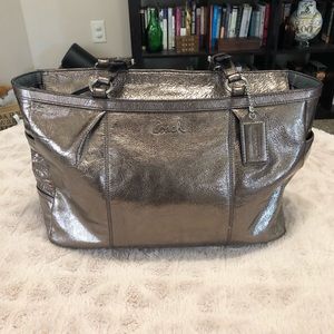 Coach Gold Gunmetal Metallic Tote